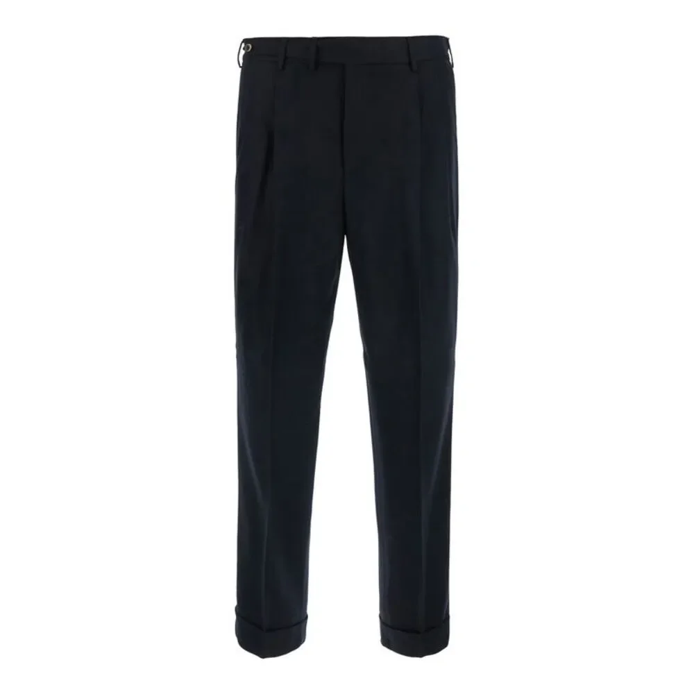 Pt Torino Men Carrot 2 Pleat Pants With Pockets And Black Hems For Men